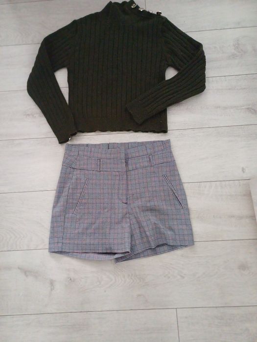 Zestaw szorty w krate mohito sweter 34