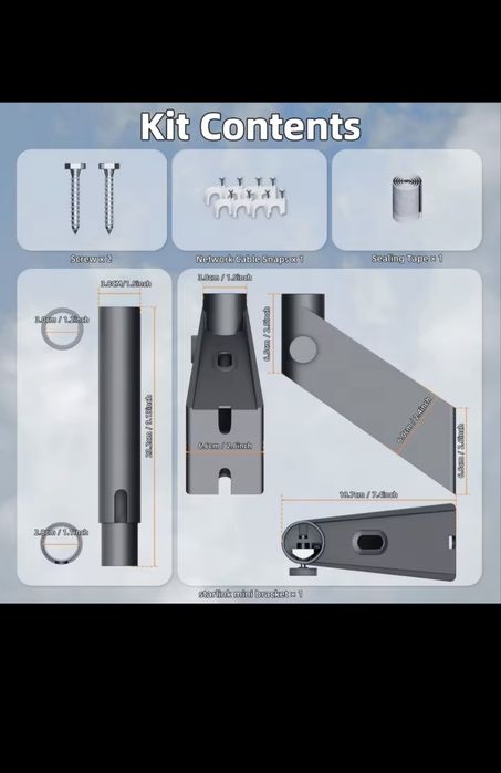 suporte de parede ou telhado ajustável para antena Starlink (Gen 3 / Mini).