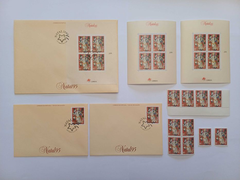 Filatelia - Portugal – Selos Natal 1995, com e sem Portugal