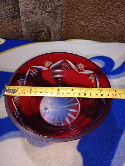 Ваза Богемское стекло.  Солатник,фрутовница,конфетница.Чехословакия