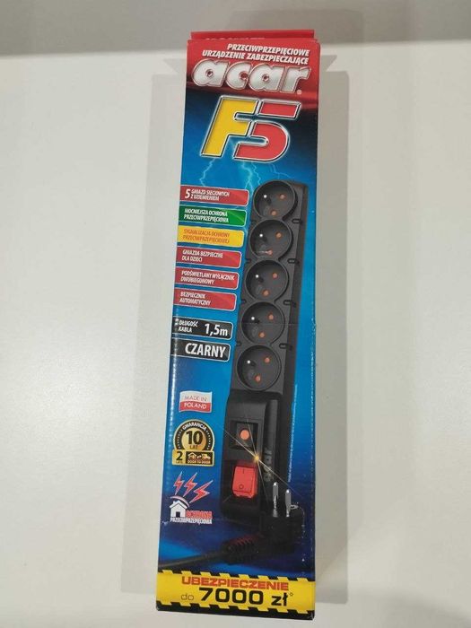 Listwa zasilająca Acar F5 (1,5m ; czarny)