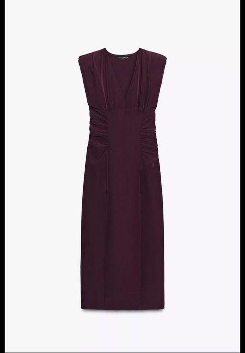 Śliwkowa sukienka midi Zara roz. S