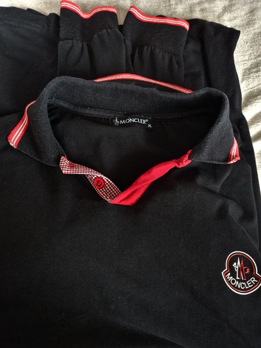 Moncler czarna męska XL polo długi rękaw