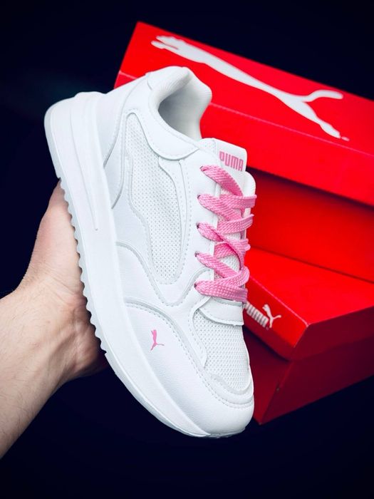 Кожаные белые кроссовки Пума шкіряні кросівки білі Пума красовки Puma Новинка на jосень женские стильные кросовки пума puma кожаные красовки