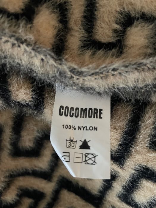 COCOMORE Płaszcz Alpaka Kaptur Czarny+Camel Labirynt