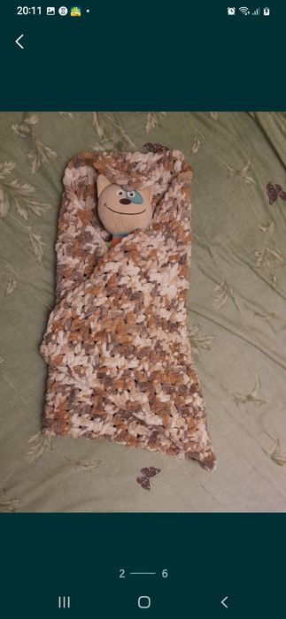 Плед для новорожденного.Плюшевый плед.Плед вязанный,ручной работы