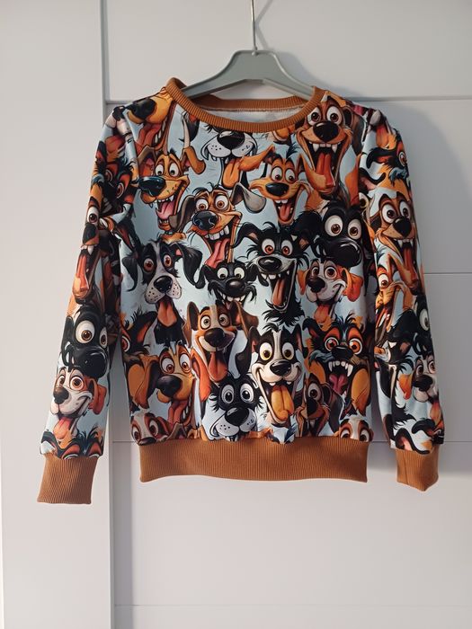 Nowy sweterek, bluza szalone psy rozmiar 116 unisex