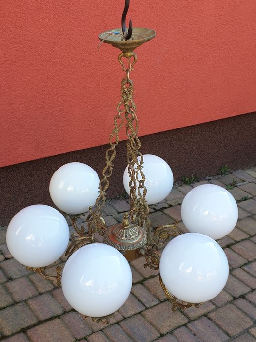 Przepiękna stara mosiężna lampa wisząca