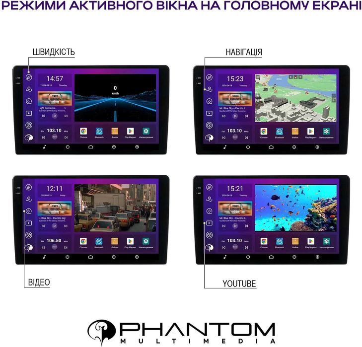 Android магнітоли з установкою | Teyes, Phantom, AMS | Київ