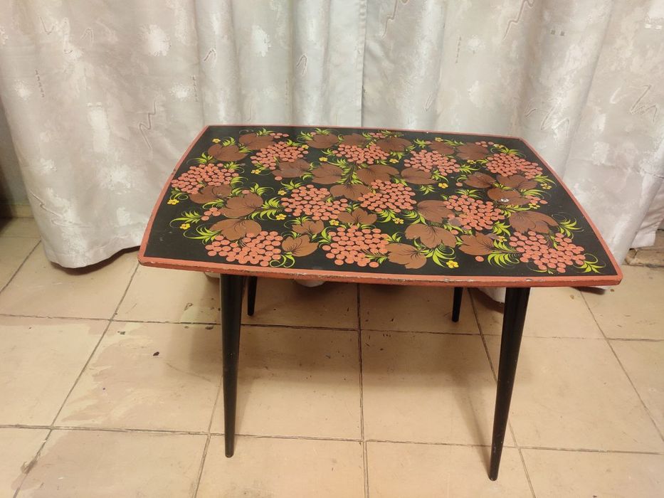 Журнальный столик Калина,роспись хохлома,винтаж