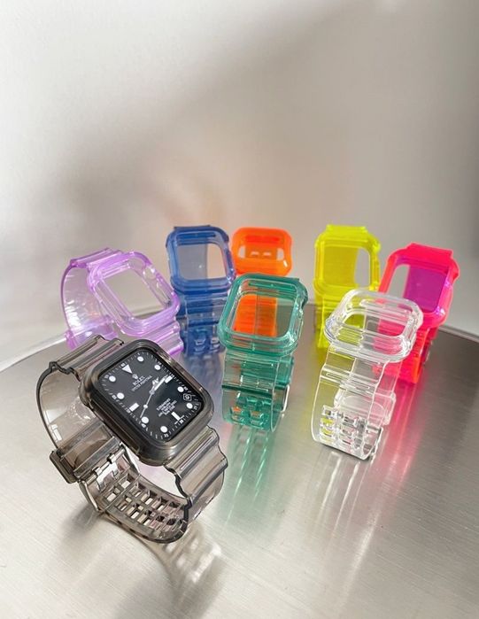 Ремешок кейс на Apple Watch бампер прозрачный ремінець прозорий