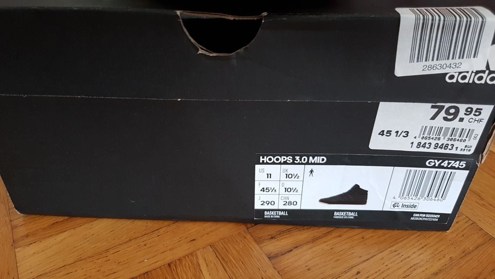 Высокие кеды Adidas HOOPS3.0 45р,стелька 29см,оригинал.