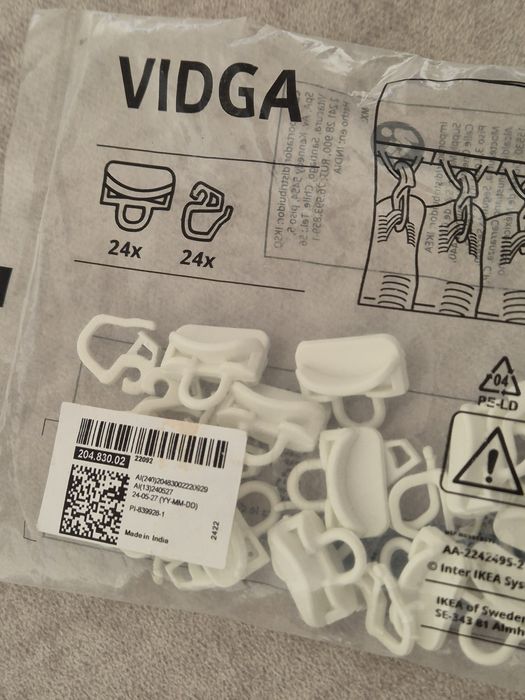 Corrediça e ganchos cortinados - vidga ikea 204.830.02