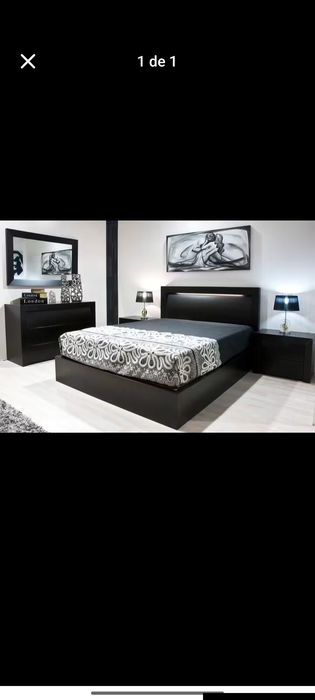 Quarto cama casal preto completo