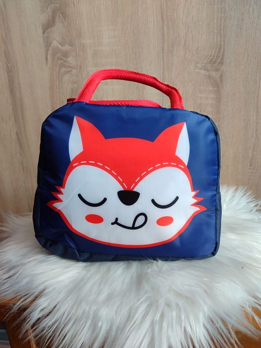 Torba śniadaniowa lunch box granatowa z lisem wielofunkcyjna termiczna