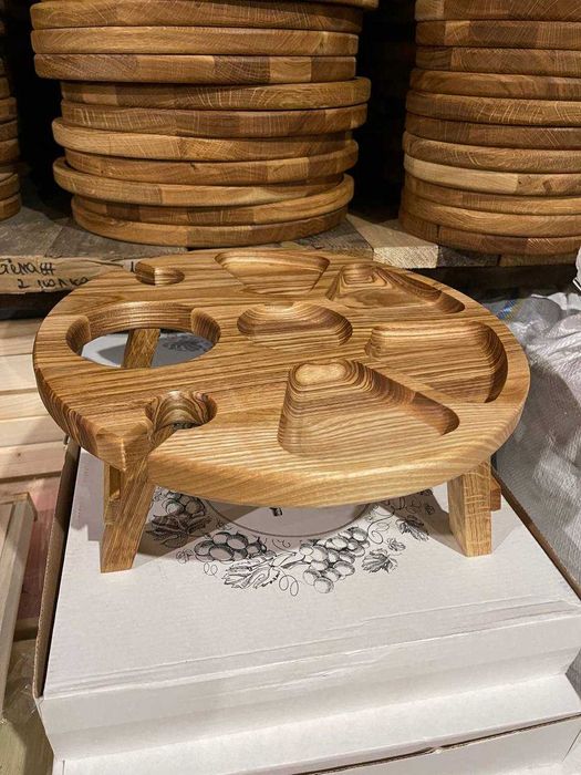 Менажниця стіл [дубовий/ясен] з отвором для вина діаметер 35 см