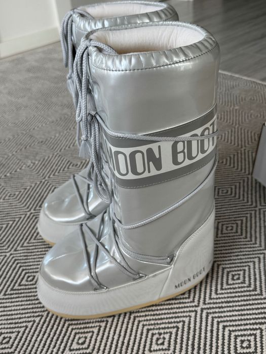 Śniegowce  srebrne 39/41 moon boot icon damskie nowe z metką