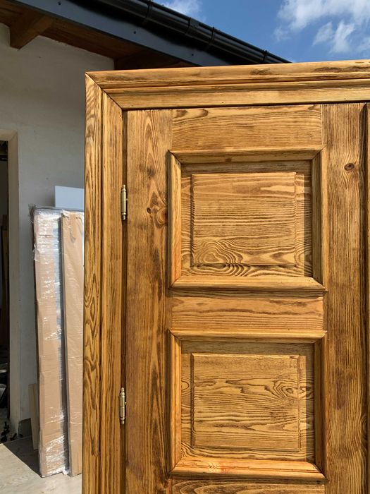 Drzwi Dwuskrzydłowe drewniane LITE SZCZOTKOWANE postarzane retro