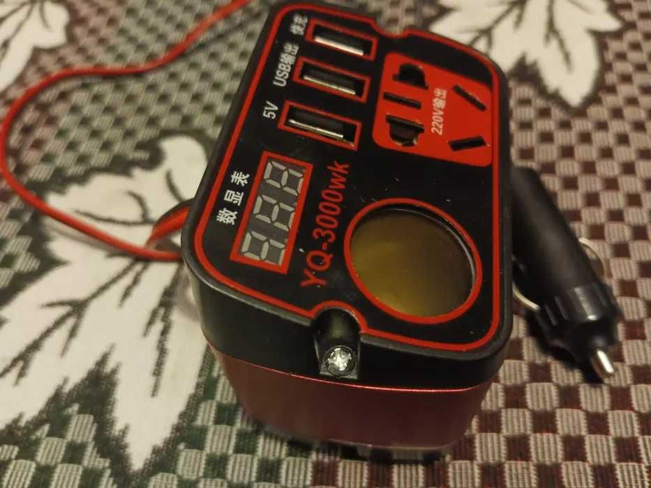 Інвертор 12-24V на 220V 150Вт перетворювач +вольтметр