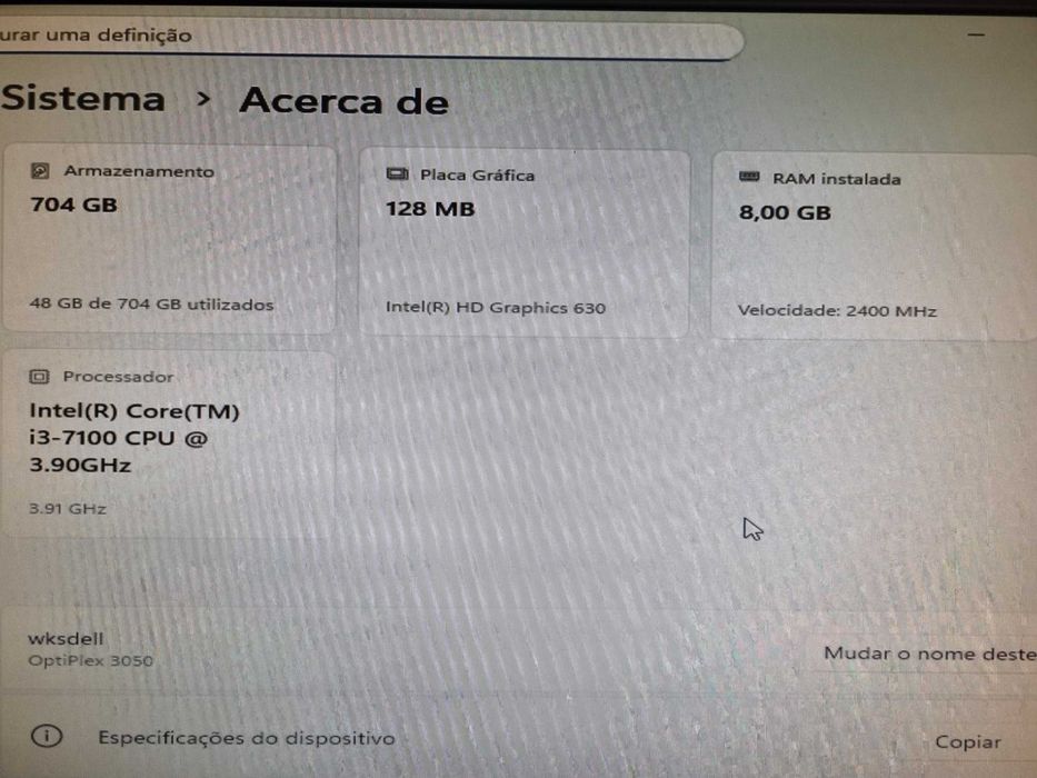 PC DELL SFF i3/ 8GB/ NVME250GB + HDD500GB | W11Pro