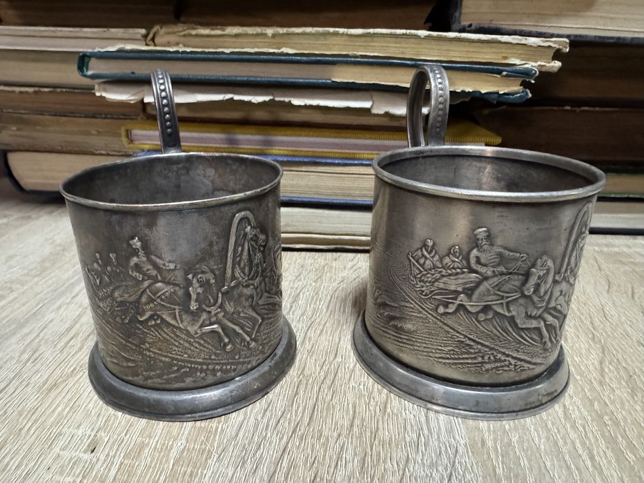 Подстаканники мельхиоровые и набор подстаканников с олимпийской символ