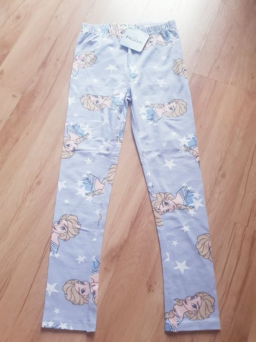 Nowe bawełniane legginsy dziewczęce marki Frozen rozmiar 134.