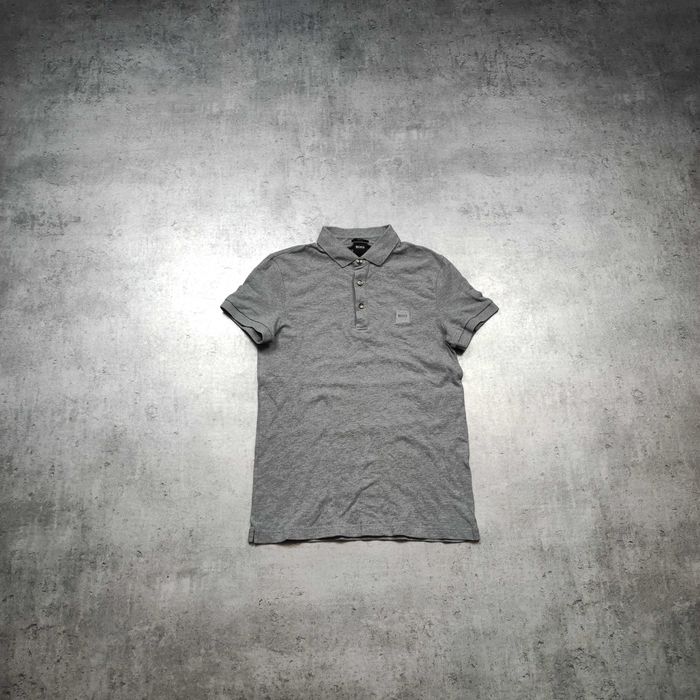 MĘSKA PREMIUM Koszulka Bawełna Elegancka Polo Szara Hugo Boss Luxury