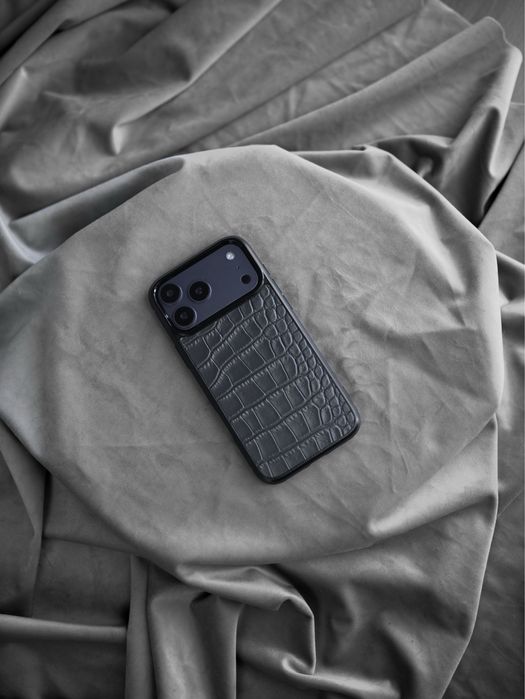 (Всі моделі) Чохол для iPhone з натуральної італійської шкіри (сірий)