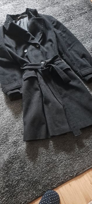 Marks &Spencer Czarny płaszcz wiązany Roz 44