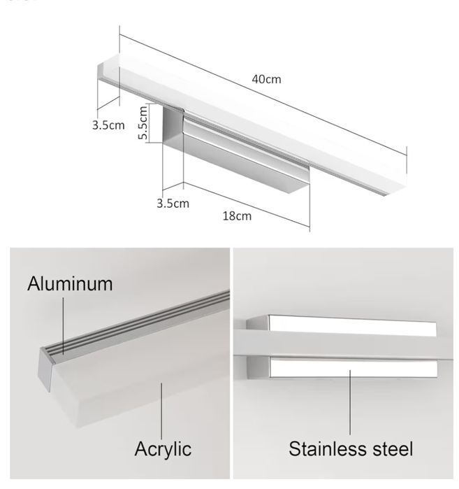 1x  kinkiet lampa łazienkowa led 9w, NOWA