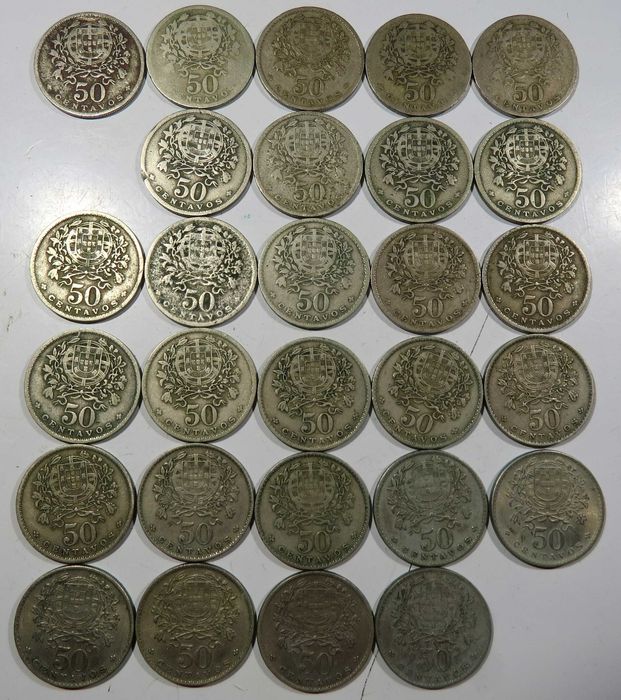 Moedas Republica Portuguesa - Série quase completa 0$50 Alpaca ( falta 1935 ) só 15€