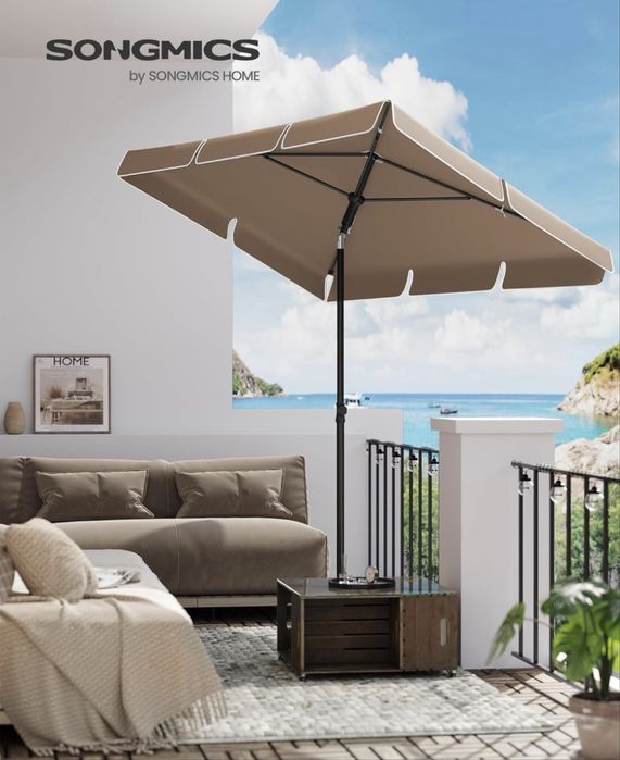 Parasol SONGMICS 200 x 125 cm – regulowany, składany, UPF 50+