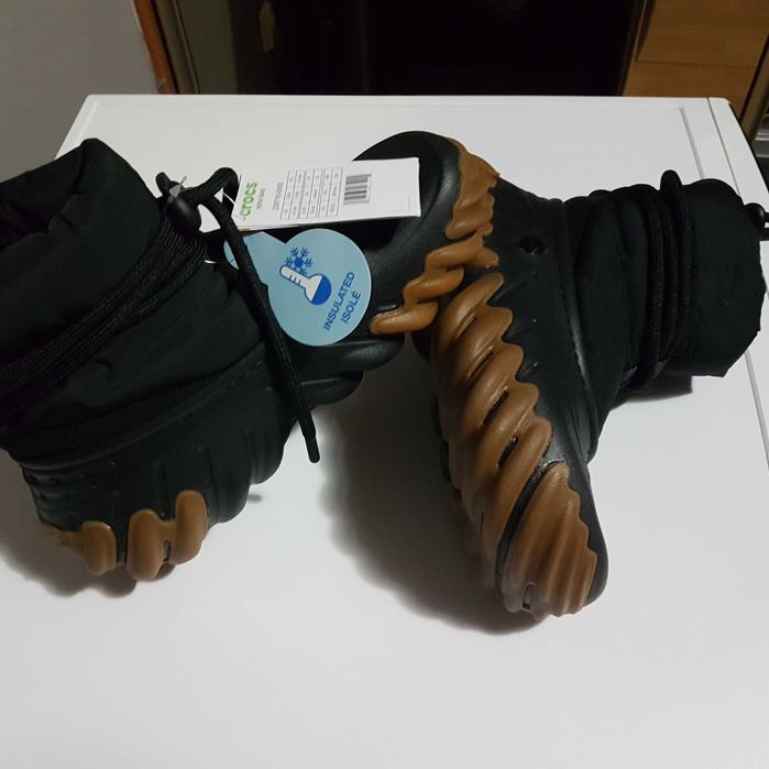 crocs echoo boot black/brown śniegowce termiczne zimowe kalosze 39/40