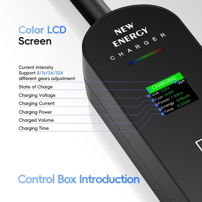 Carregador Portatil EV Bomern 16A 3.5KW Ecrã 1.3″
