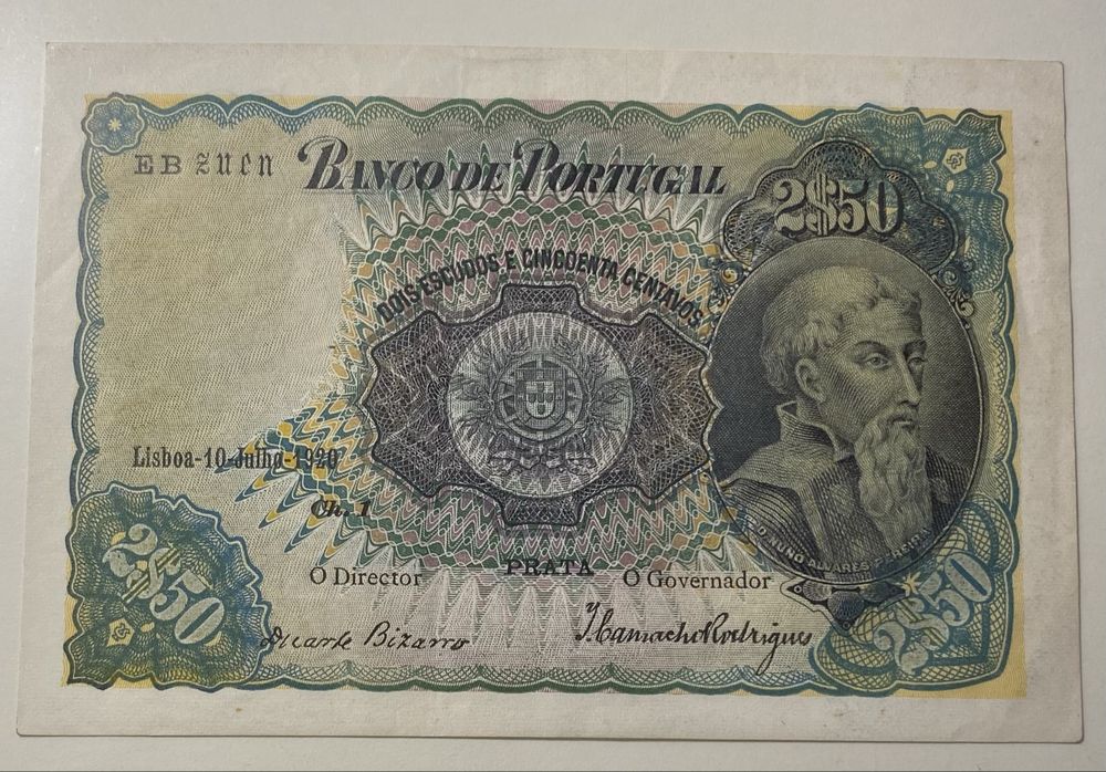 Nota 2$50 Escudos Ch.1 - D. Nuno Álvares Pereira 10/07/ 1920