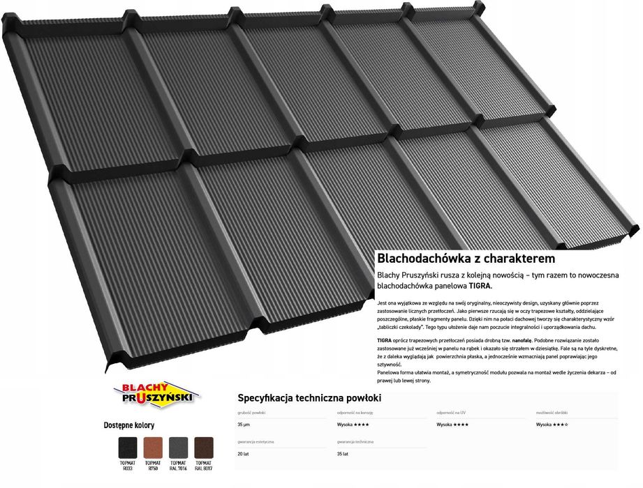 Blachodachówka Tigra BLACHYPRUSZYŃSKI Topmat 35 lat gw/ 1 gatunek !