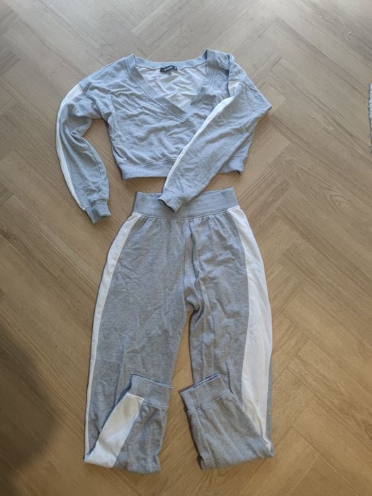 Komplet dresowy Missguided M 38 spodnie dresowe bluza crop top