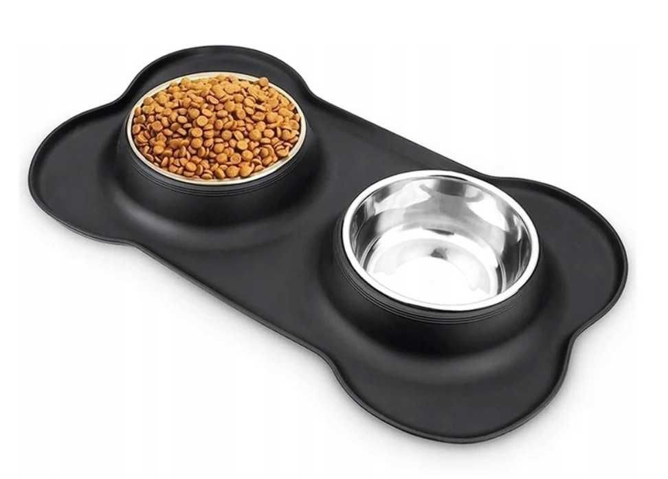 Antypoślizgowa podwójna miska dla psa kota 2x200 ml + podkładka