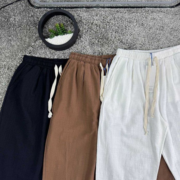 Лляні штани чоловічі широкі /Baggy pants / Класичні літні брюки льон