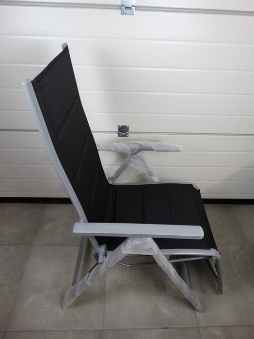 Chicreat 80504 Składany leżak, aluminium, czarny/srebrny, 69x57x113 cm