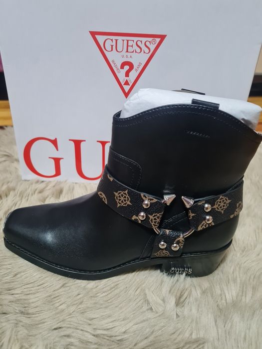Guess buty botki kowbojki sygnowane czarne r. 36 stylowe i eleganckie