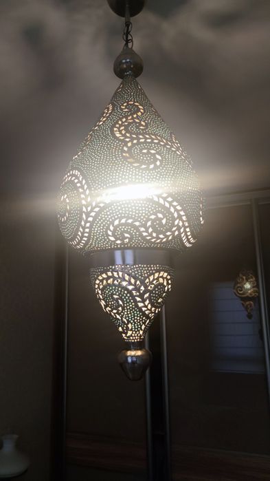 Lampa wisząca w stylu marokańskim – metalowa, ażurowa, 86 cm