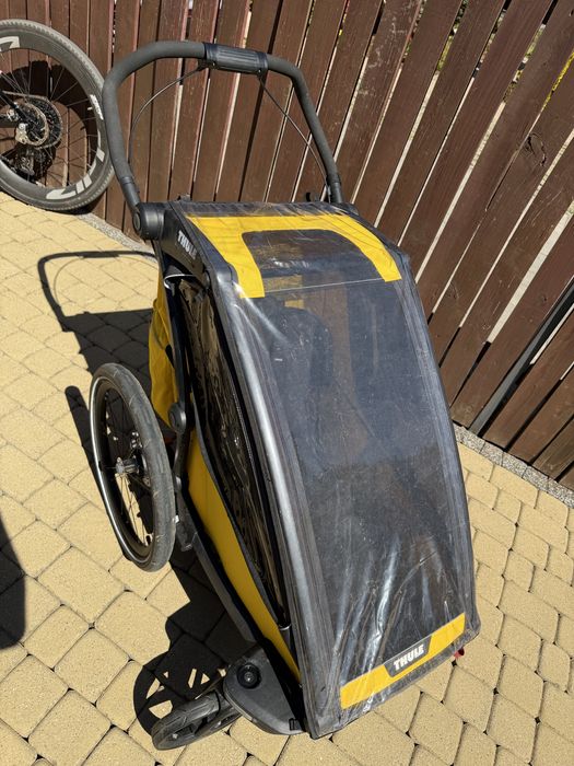 THULE Chariot Sport 1 - przyczepka rowerowa, wózek do roweru 2w1 | Yellow on Black