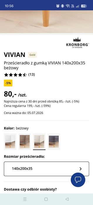 Prześcieradło z gumką VIVIAN 140x200x35 biały, KRONBORG