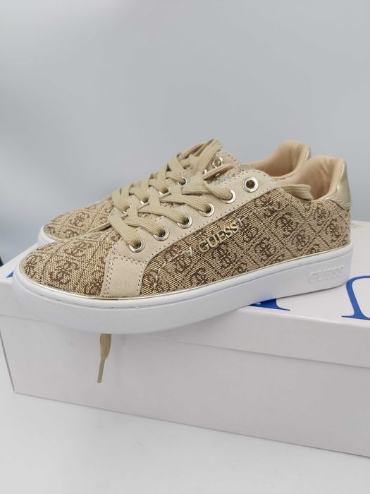 NOWE sneakersy GUESS złote monogram trampki rozmiar 35