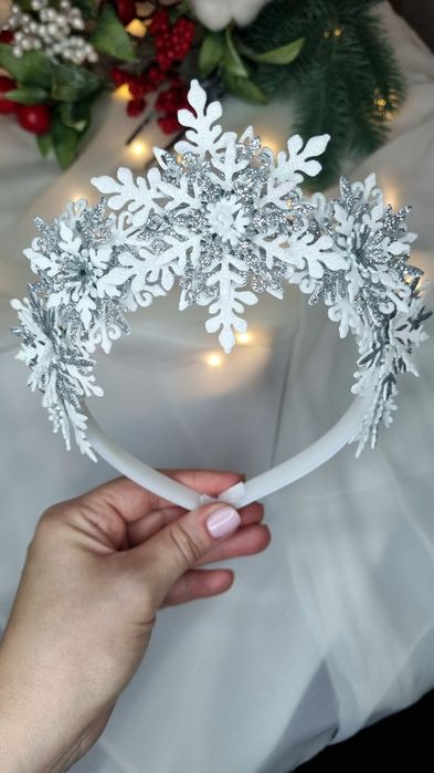 Обруч Сніжинка, заколки , резинки , пов'язка для образу Сніжинки