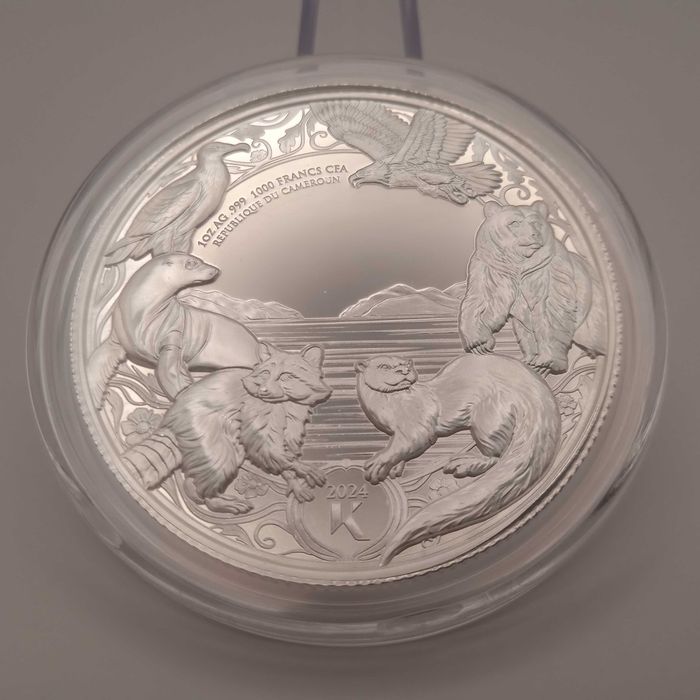 Видра 2024 Камерун 1000 франків / 1 унція срібло Ag 999 Пруф-лайк