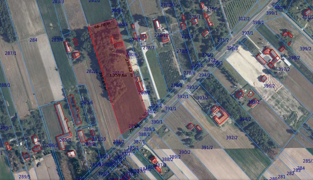 Działka inwestycyjna 1,7427 ha Stryków przy DK14  76m szerokości + Dom