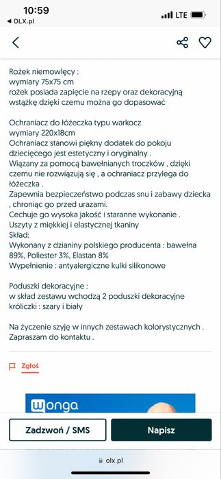 Nowy komlet do łóżeczka 9 elementów śliczny