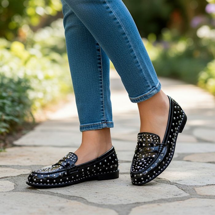 Baleriny damskie ozdobne dżety ćwieki buty casualowe 6634 rozm. 40